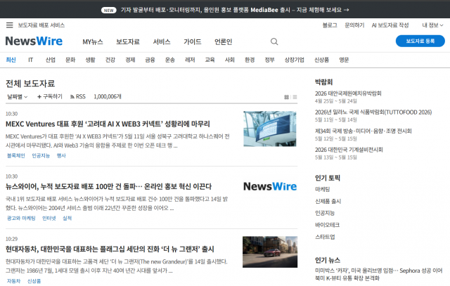Korea NewsWire Hits 1 Million Press Release Milestone